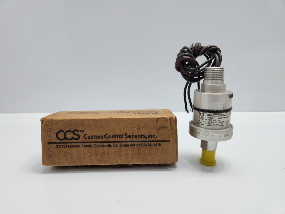 CUSTOM CONTROL SENSORS CCS 611V8000 VACUUM SWITCH 250 PSIG