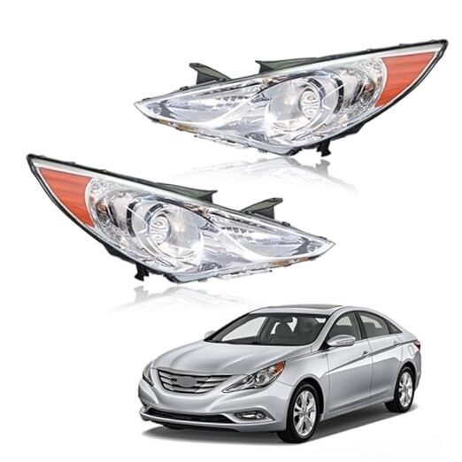 Headlights Assembly with Amber Corner Replacement for Sonata 2011-2014