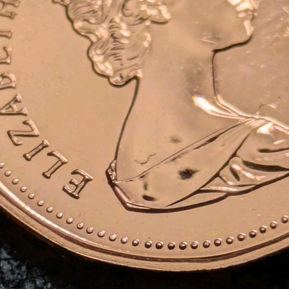 1987 1c Canada Cent Bu + DIE CRACK ERROR 2 Small Break Uncirculated +