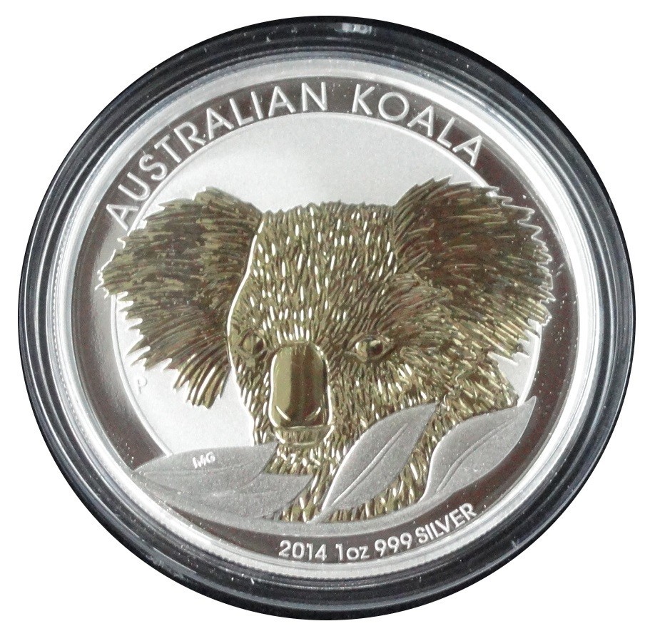 Perth Mint - Australian Koala 2014 1oz Silver Gilded Edition