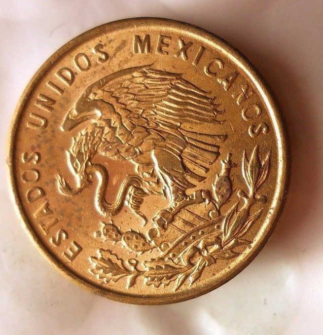 1966 MEXICO CENTAVO - AU/UNC - Uncommon Type - FREE SHIP - Mexico Bin #5