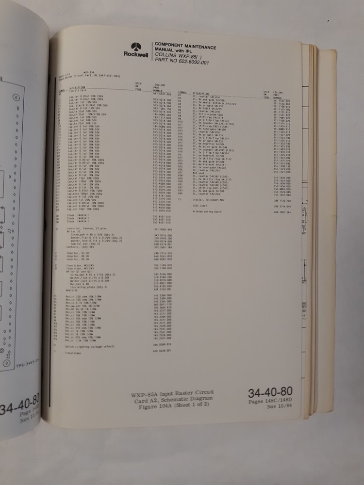 Collins WXP-85( ) Weather Radar Panel Component Maintenance Manual Original