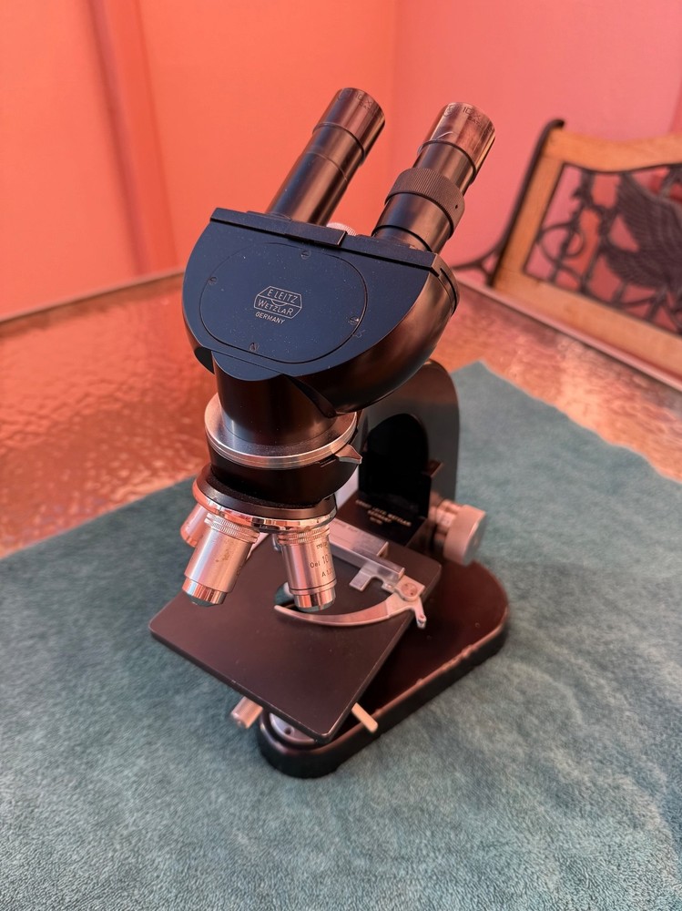 E Leitz Wetzlar Vintage Binocular Microscope - Four Objectives - Germany