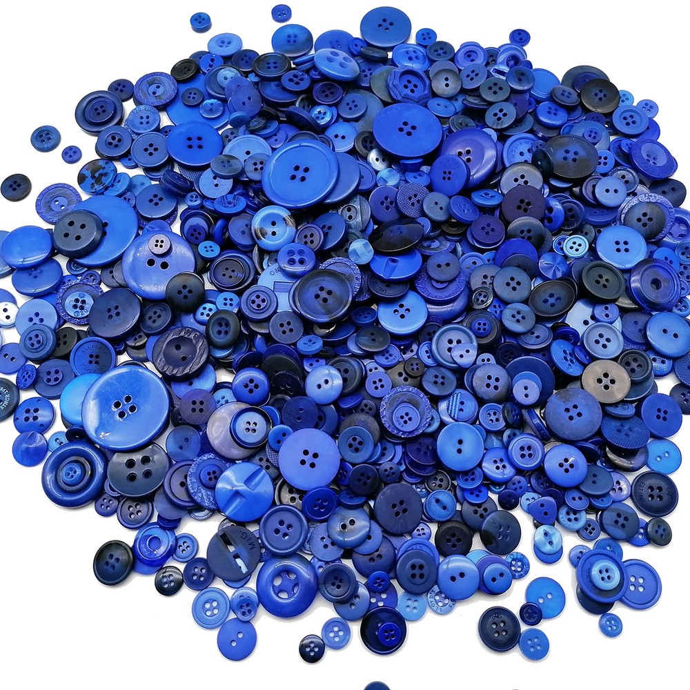 600-700 PCS Blue Buttons for Crafts, Assorted Size Sewing Decor Bulk Bundle