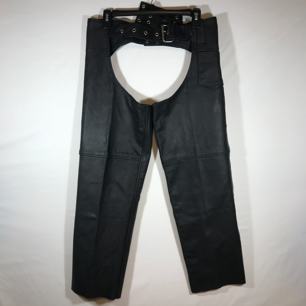 Leather chaps for motorcycle riders Highway Hawks Size Large