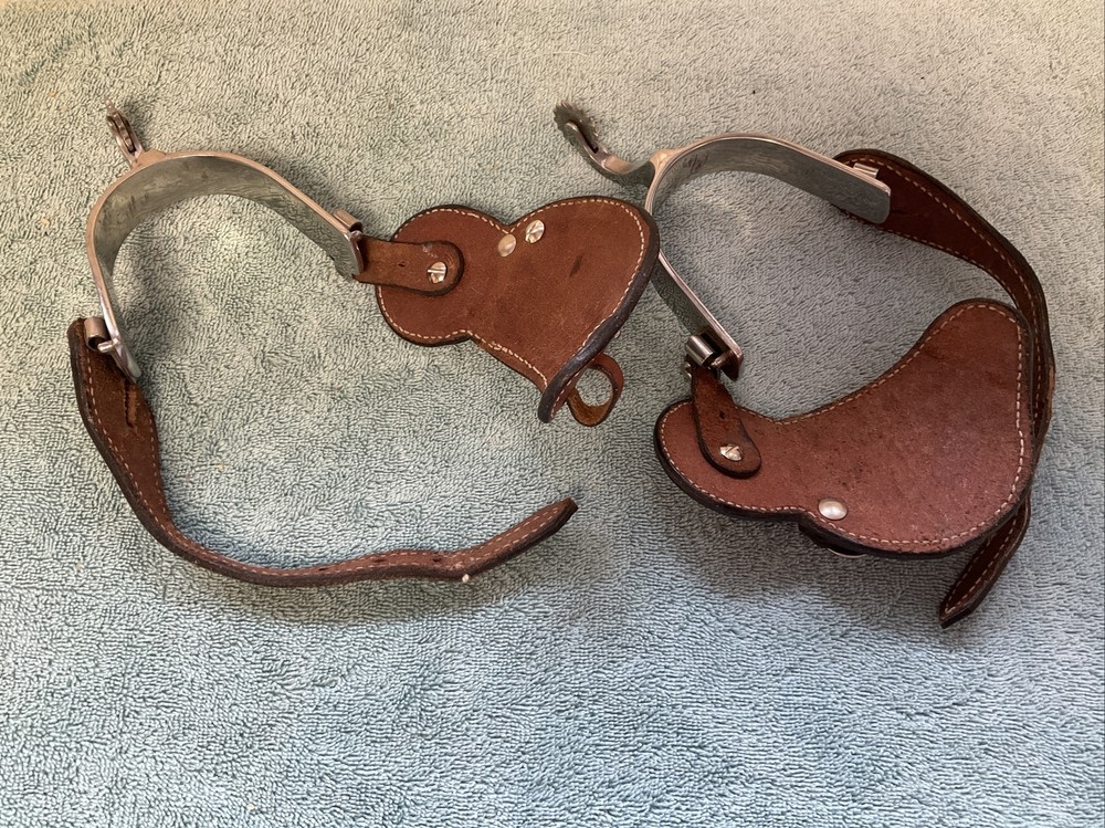 Vintage Tooled Leather Spurs Full Set NICE