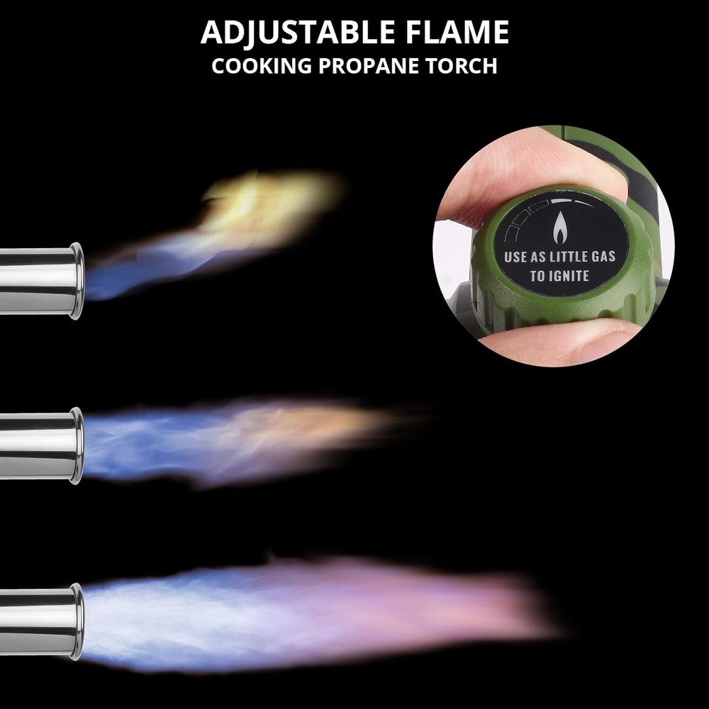 Compact Camouflage Cooking Torch - Adjustable Flame for Maximum Precision