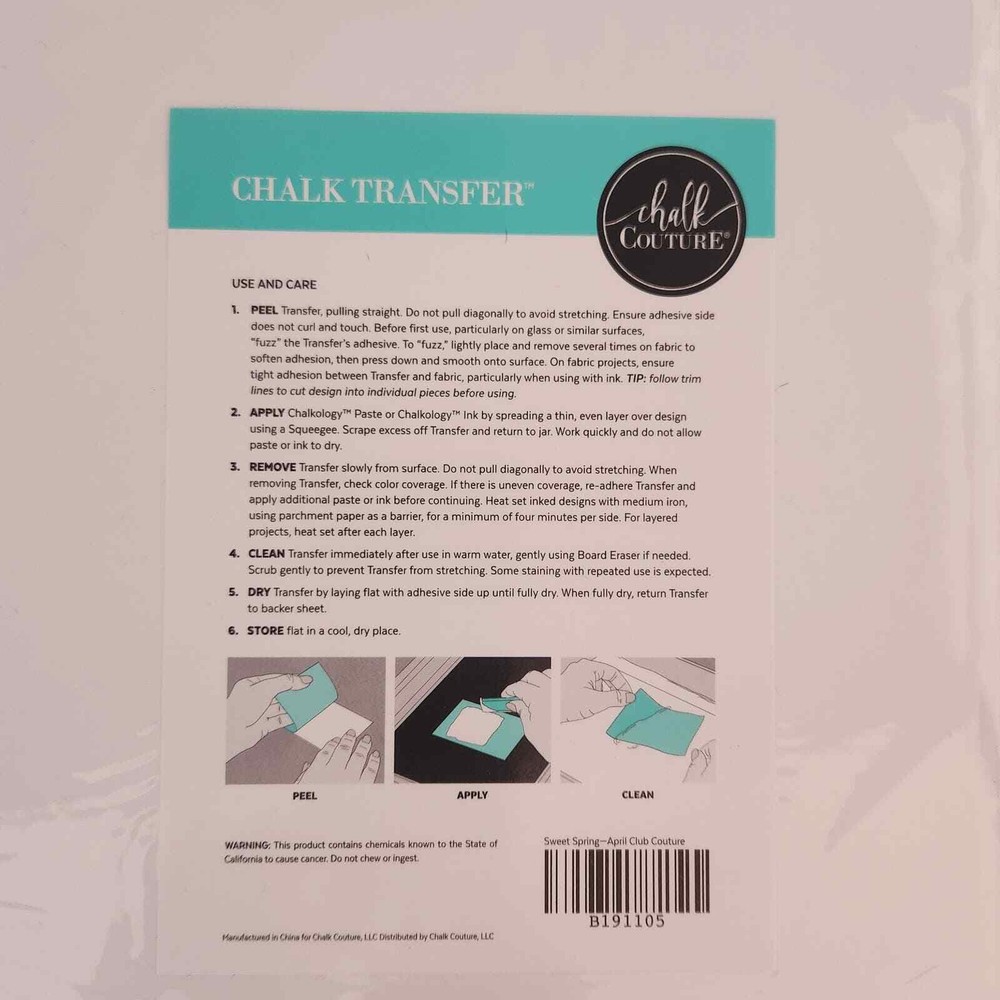 Spring Chalk Couture Transfer NIB
