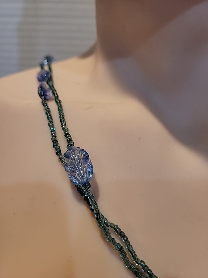 50 Inch Handmade Green Beaded Necklace