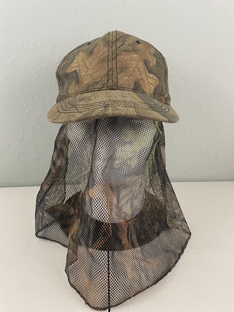 Camouflage Adjustable Ball Cap With Camo Netting Attached Snapback Cap Hunting