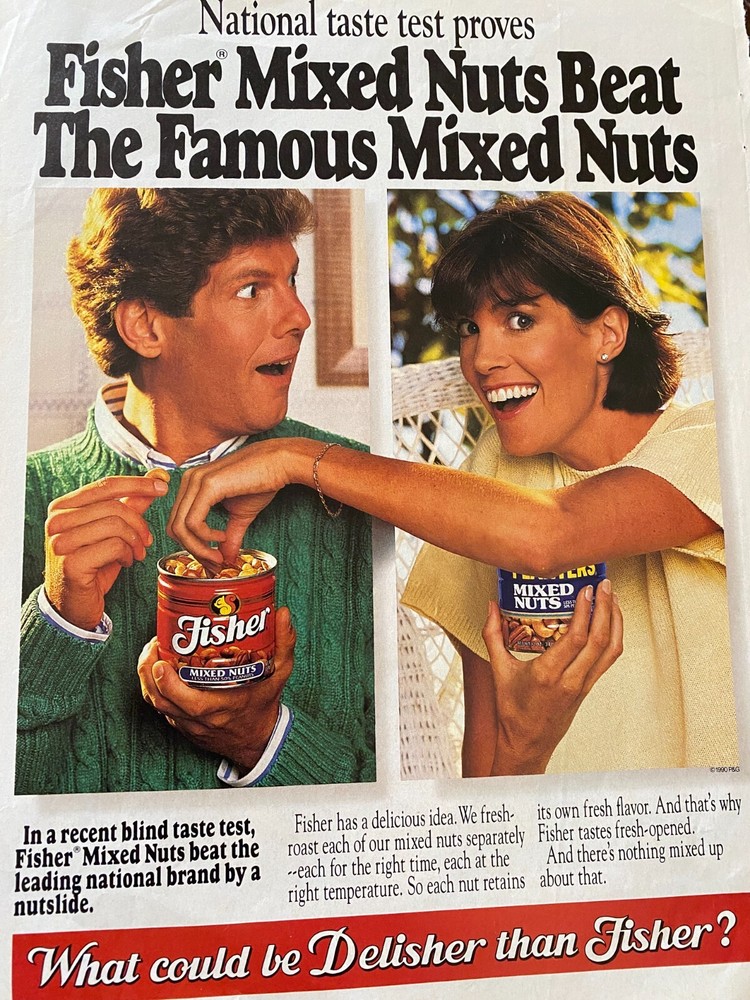 Fisher Mixed Nuts, Full Page Vintage Print Ad