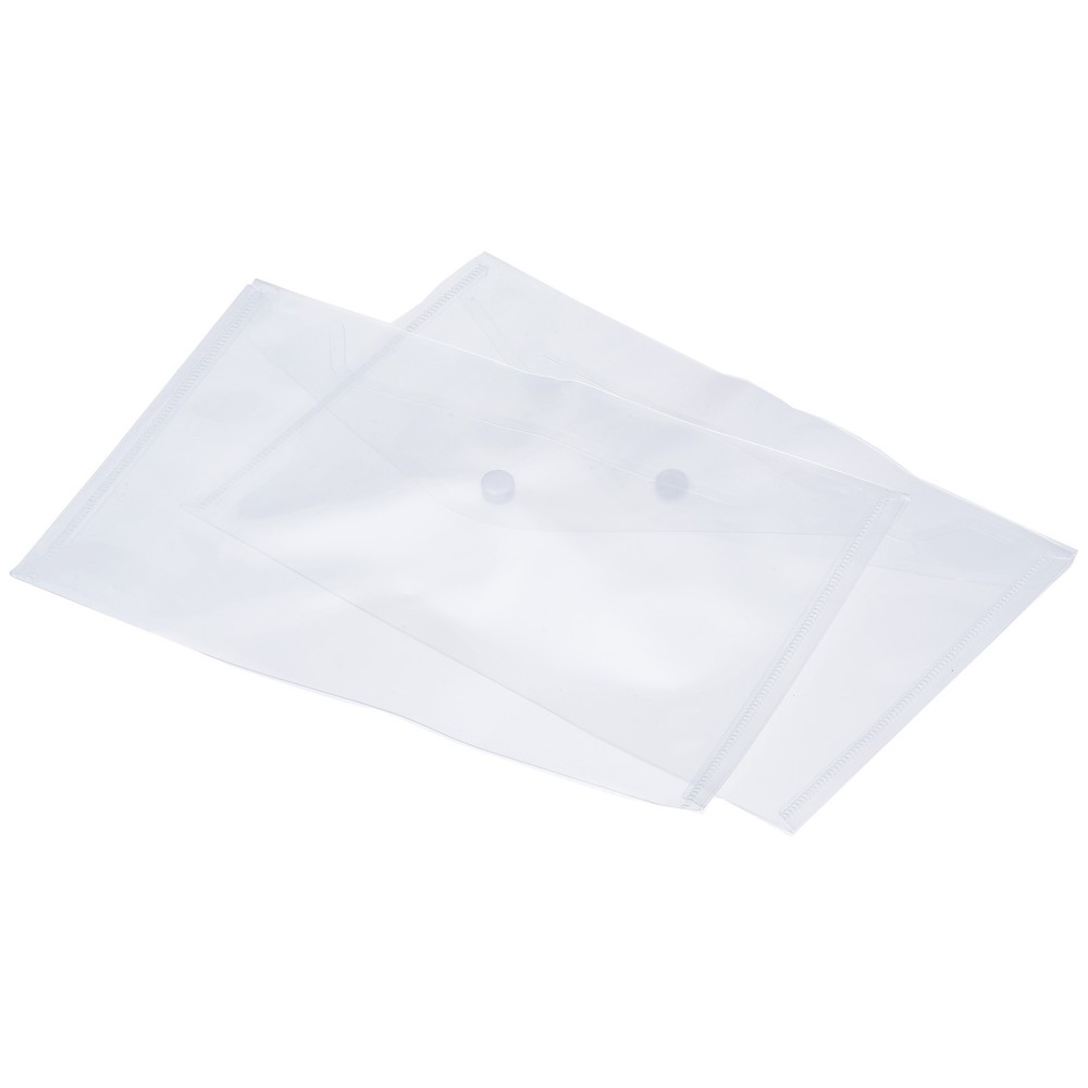 12 x File Folders A5 Size Plastic Envelopes Document Organizer Snap Button Clear