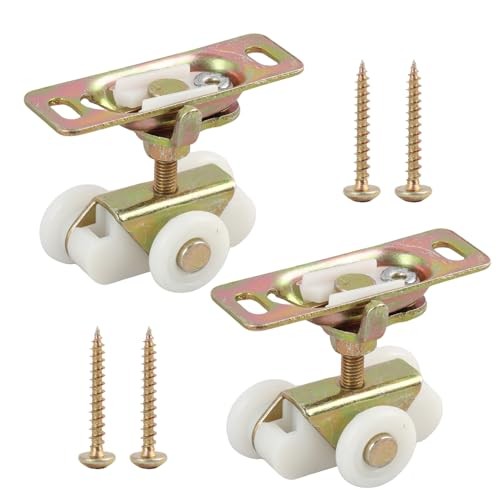 3/4" Sliding Door Rollers, Pocket Door Hardware Replacement Kit Gold 2pcs