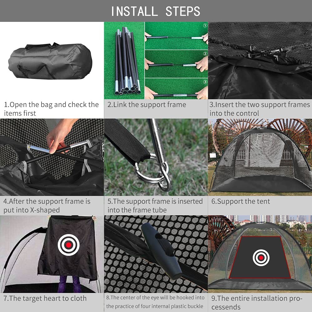 Black Golf Nets for Backyard Golf Practice Net Golf Hitting Net Training Aids wi