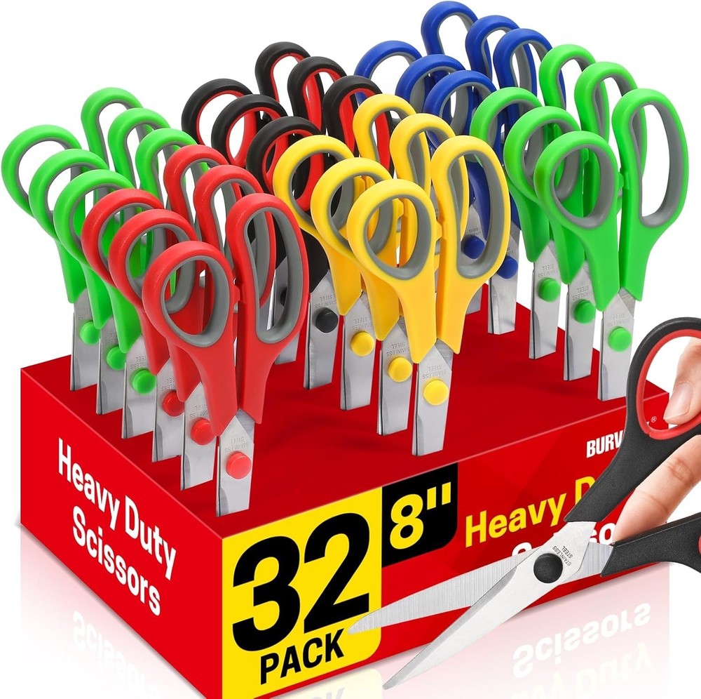 Scissors Bulk Set of 32-Pack, 8" All Purpose Multipurpose Sharp Sewing Craft ...