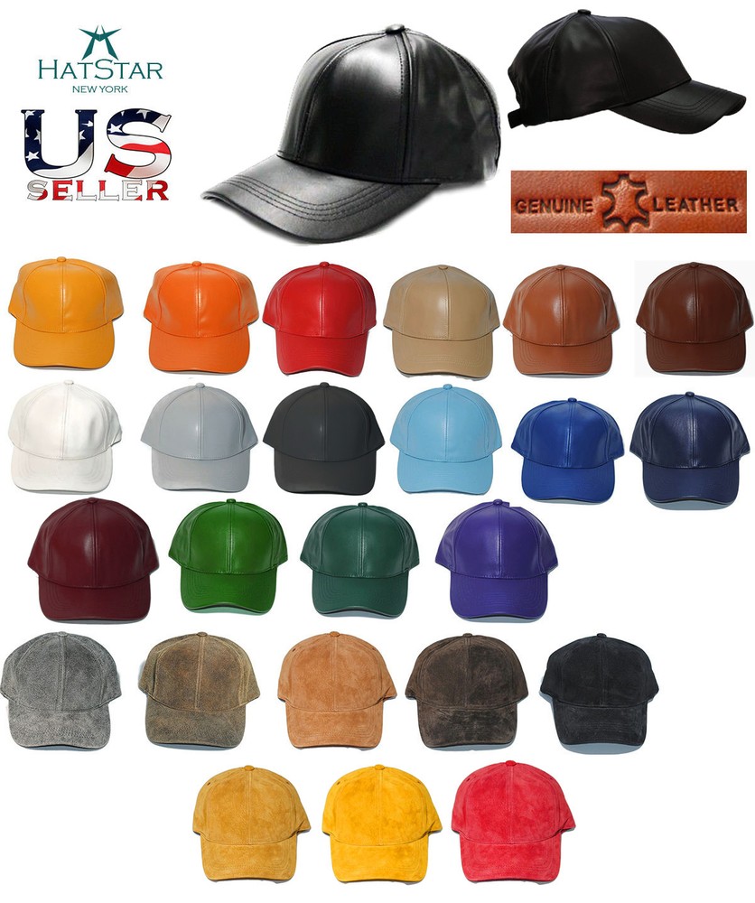 Genuine Leather Adjustable Solid USA Baseball Cap Hat Distressed Suede Leather