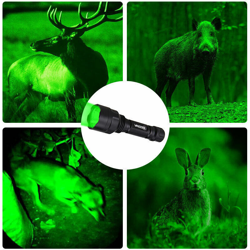 Hunting Green Light 800yards LED Flashlight Torch Rechargeable Switch