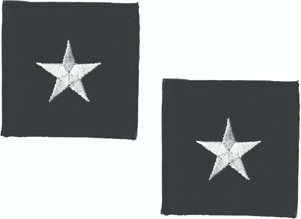 Brigadier General O7 Rank Patch Set of 2 Black White Hook Back 2"