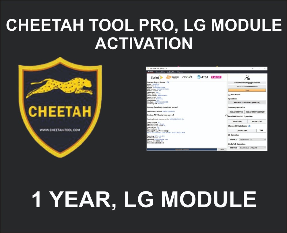 Cheetah Tool Pro, Lg Module, 1 Year Activation Package