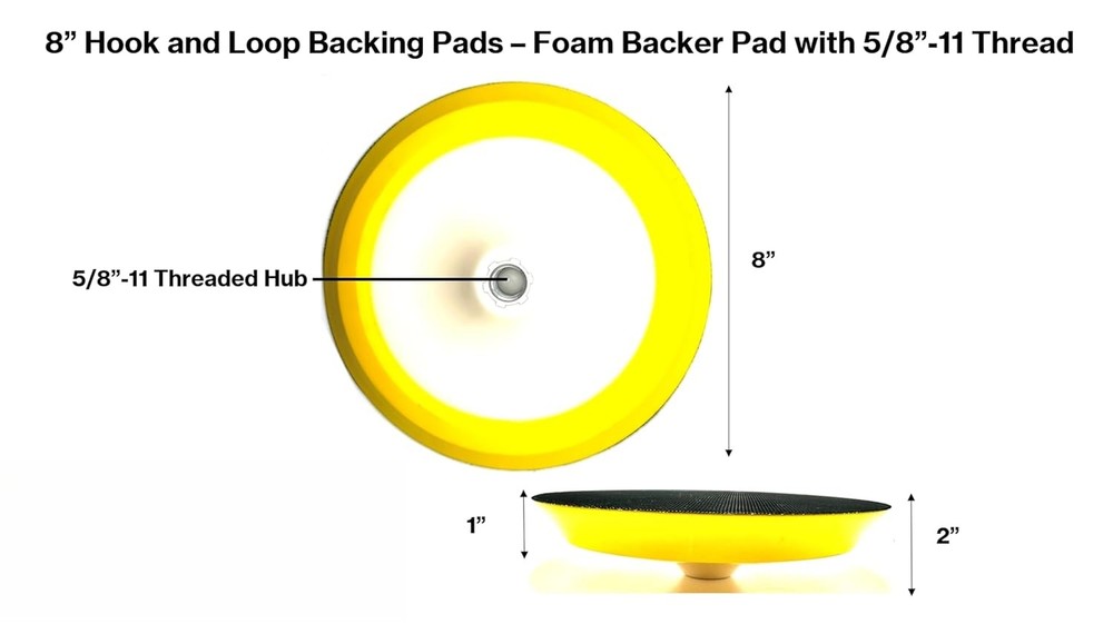 8-inch premium hook-and-loop backing plate,