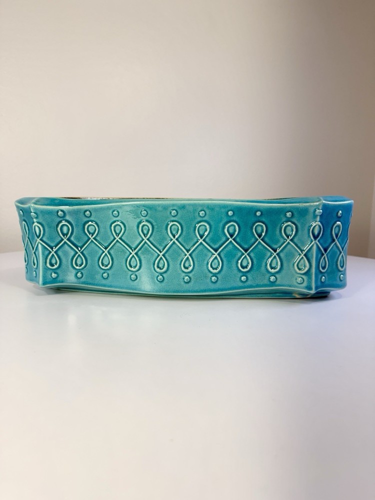 Red Wing USA Blue Ceramic Planter Mid Century