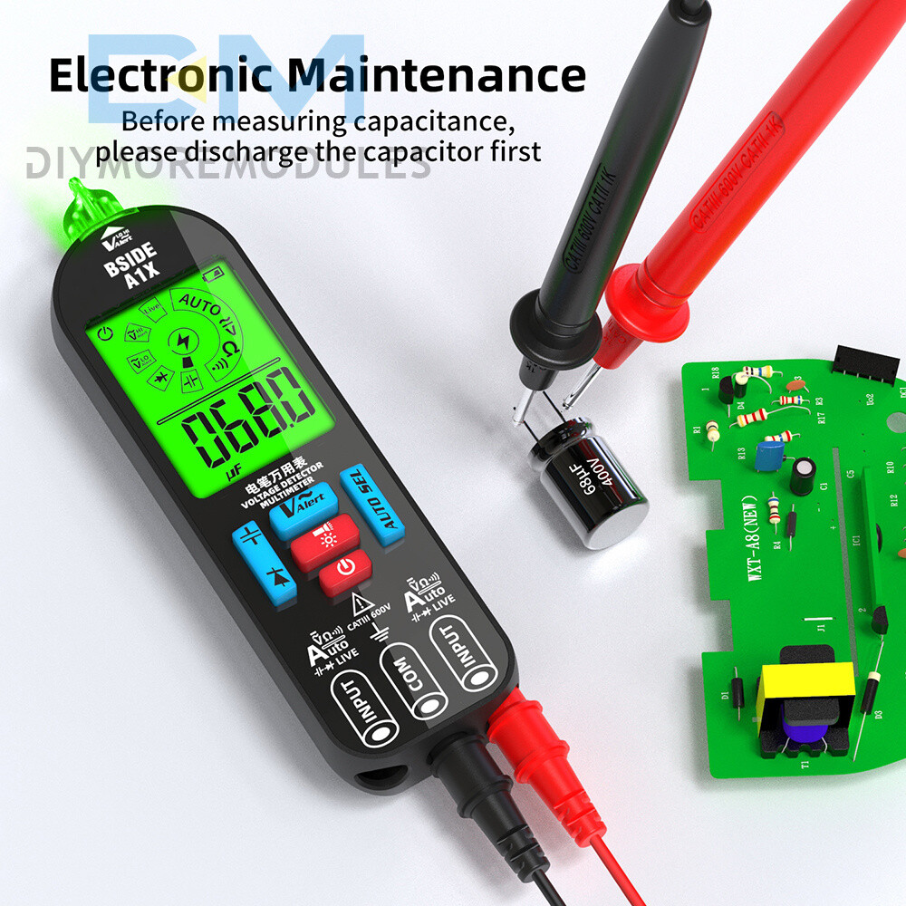 BSIDE A1X Digital Multimeter 1999 Counts AC/DC Voltage Tester Resistance Meter