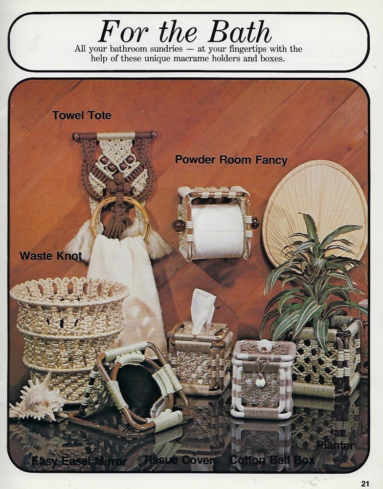 Macrame Necessities Kitchen Bath Organizers Towel Holder Patterns Book #7421