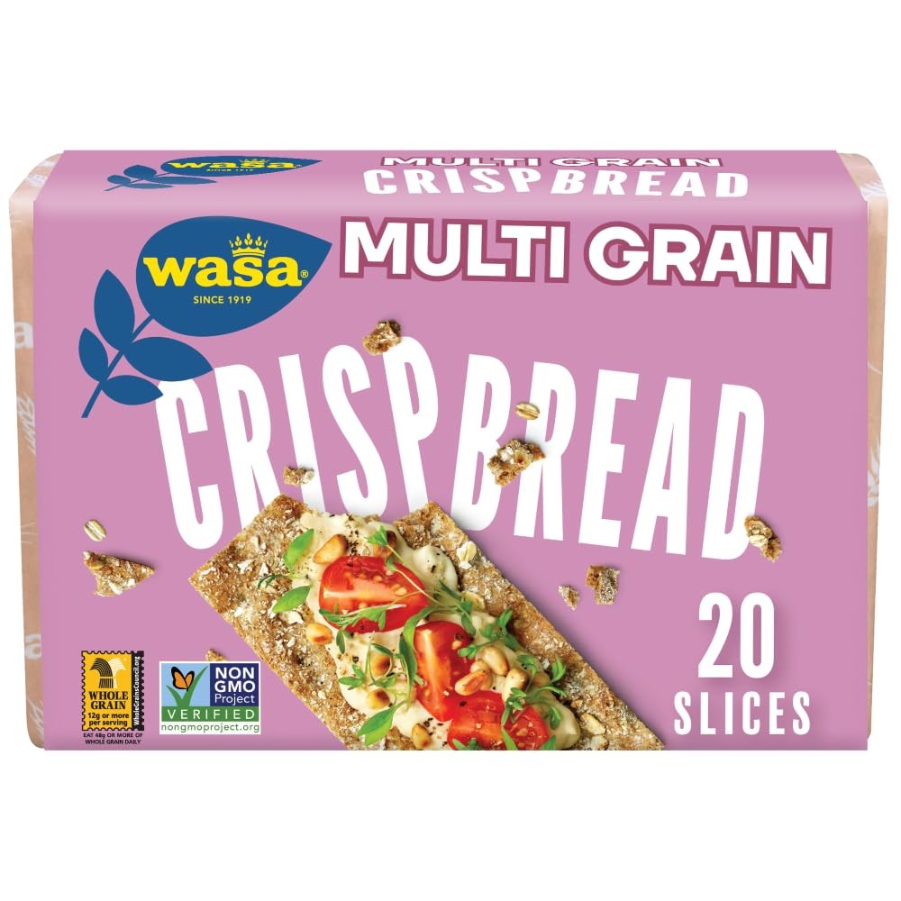 Multi Grain Crispbread Crackers, 9.7 oz, Non-GMO, High Fiber Snack