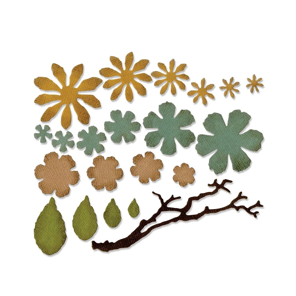 Small Tattered Florals Sizzix Thinlits Flower Die Set by Tim Holtz 661806 NEW!