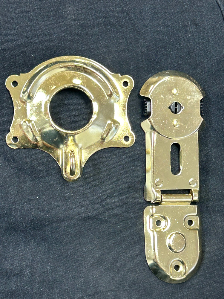 Brass Plated Steamer Trunk Lock Flush Mount with Quick Release Push Buttons