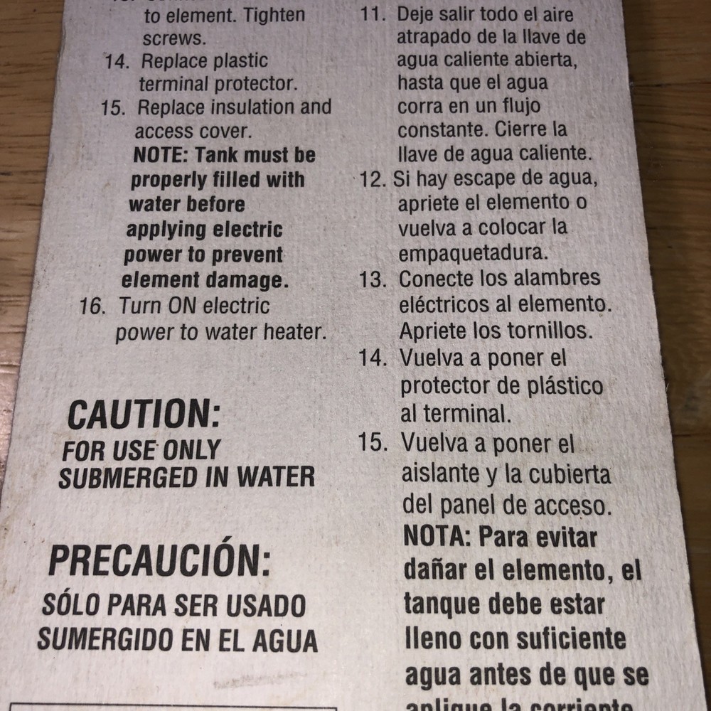 Camco 02343 4500W 240V HWD Screw-In Water Heater Element High Watt Density NOS