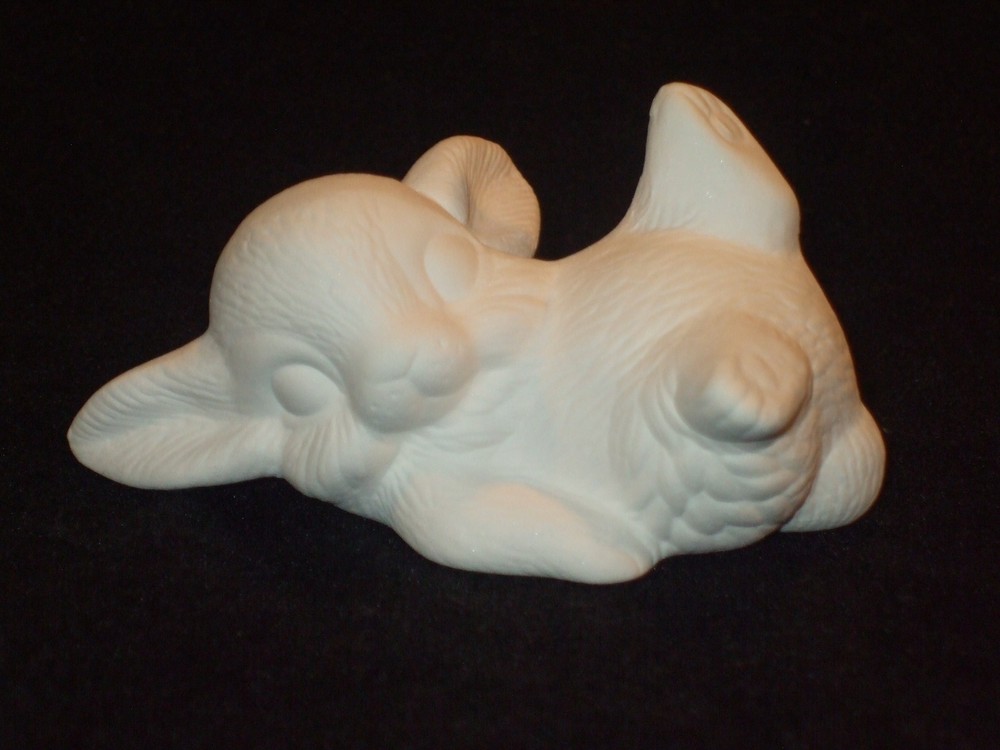 Bunny Rabbit on Back - Ceramic Bisque Ready to Paint