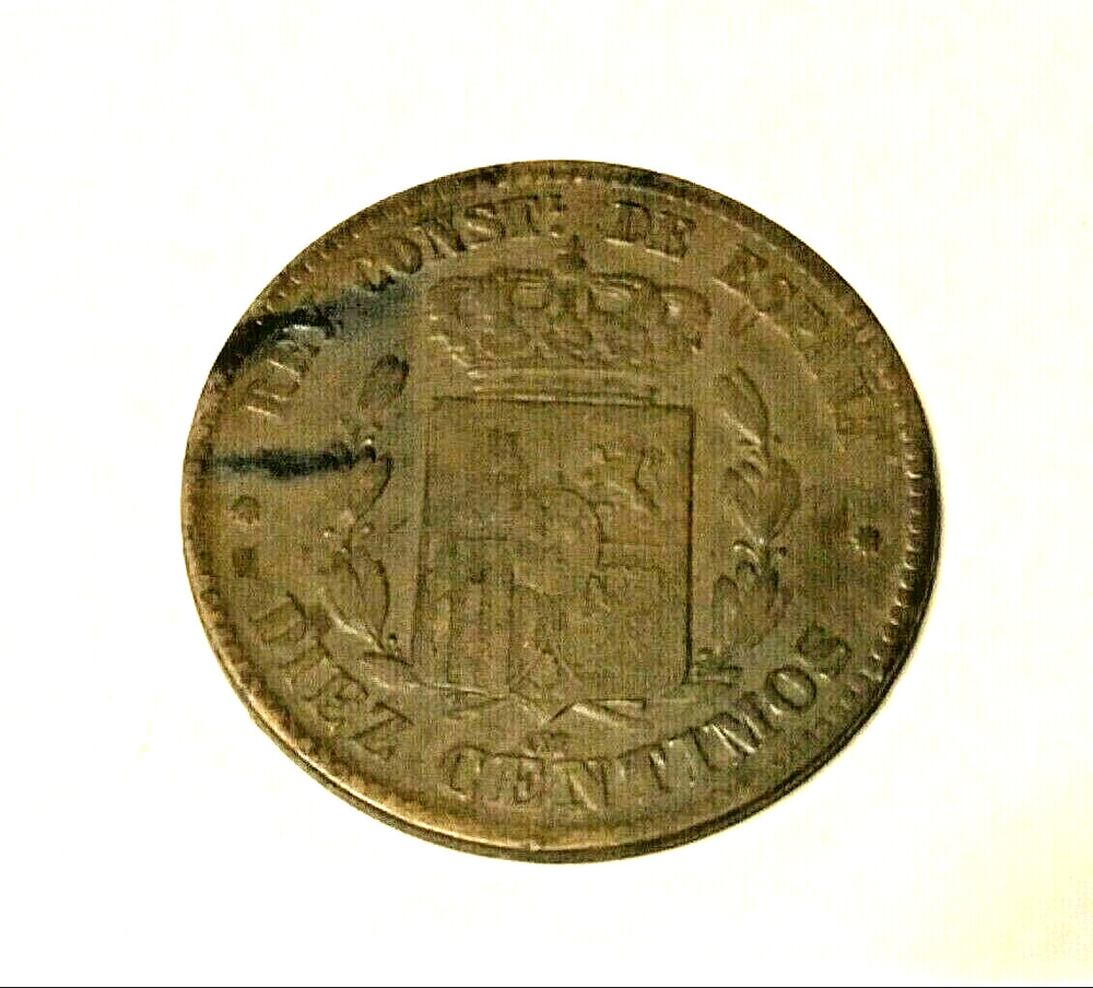 Spain 1877-OM 10 Centimos Old Coin