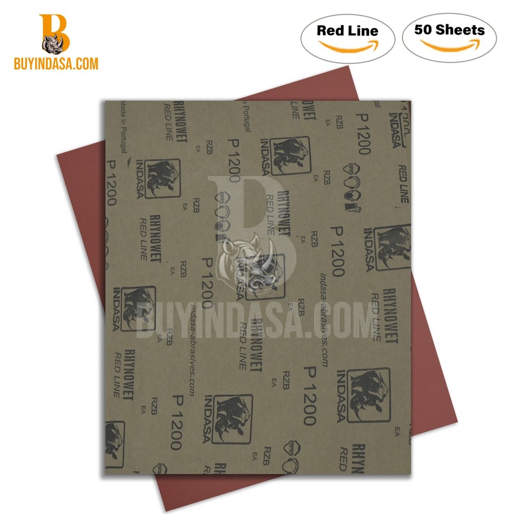 Indasa 50 PCS Full Sheets 9"x11" Wet & Dry Sanding Sheets, 60 - 2500 Range