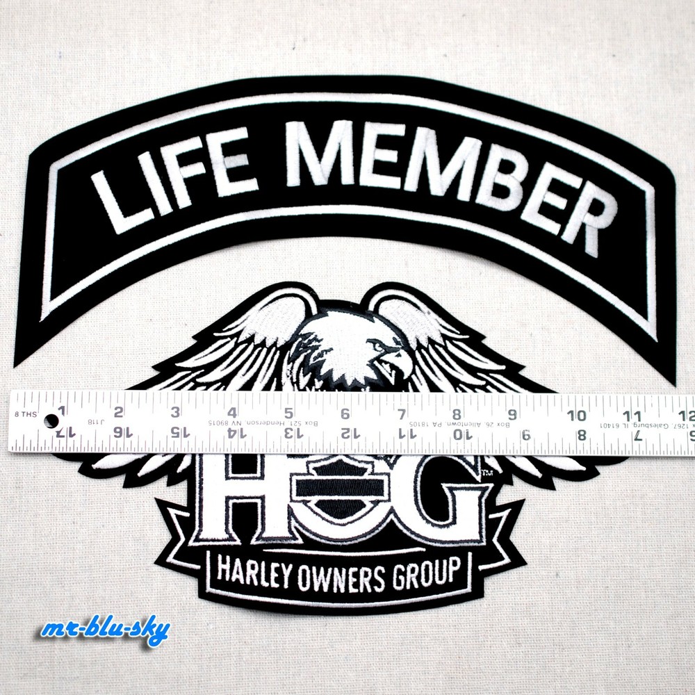 Large Silver Life & Eagle Patch Set ~ Harley Davidson Owners Group HOG