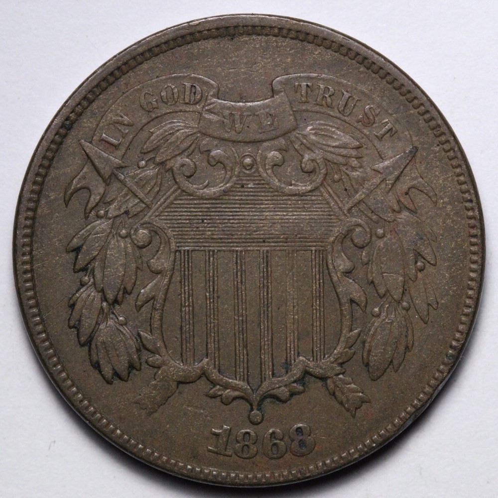 1868/1868 Two Cent Piece AU RPD E186 RAMM