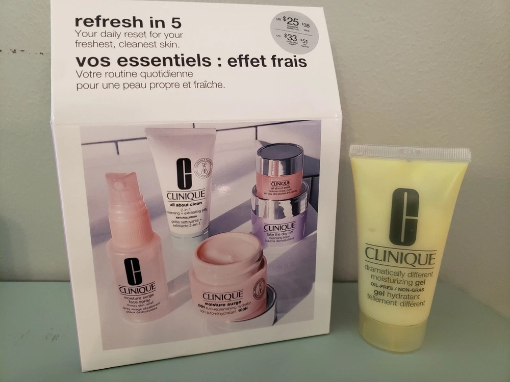 Clinique Refresh In 5 Piece Set *NEW* + Dramatically Different Moisturizing Gel