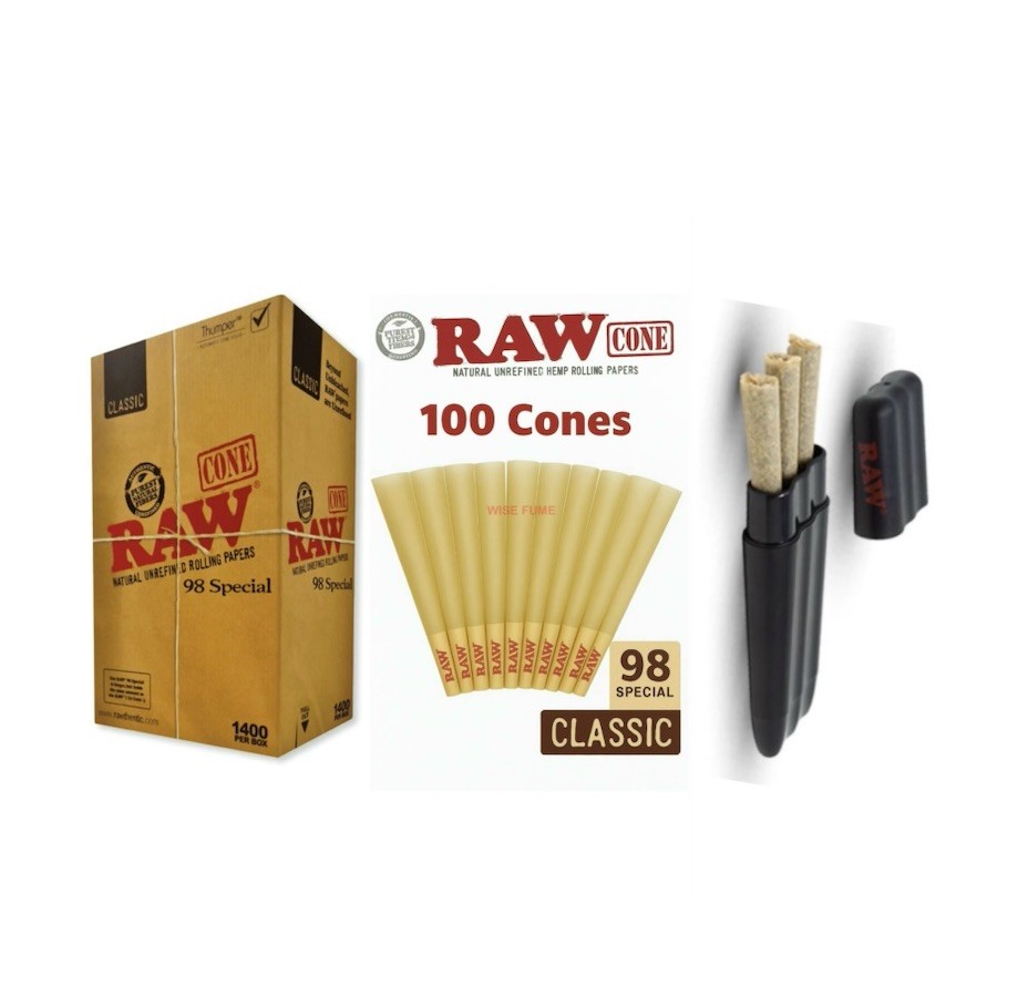 RAW cone classic 98 special Size Cone(100PK)+raw three tree cone case