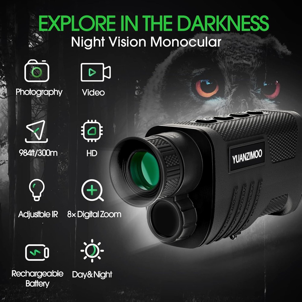 Multi-Coated Lens Night Vision Monocular with Easy USB Charging & Sturdy Tripod