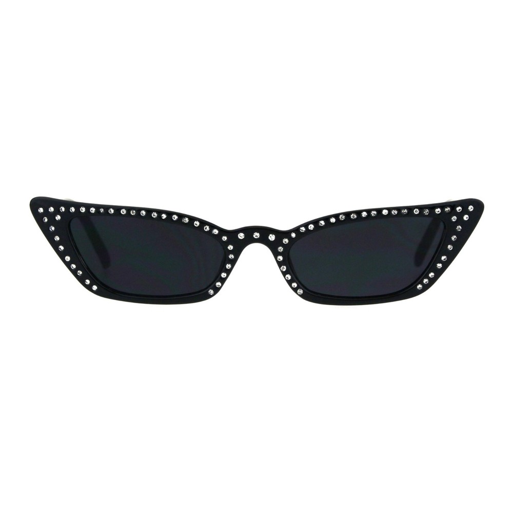 Women's Skinny Sunglasses Rhinestone Rectangular Cat Eye Frame UV400
