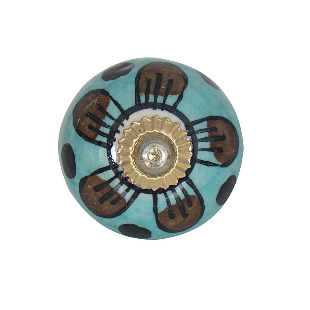 Cabinet Knobs and Pulls - Indian Vintage Pottery Ceramic Kitchen Cupboard Dra...