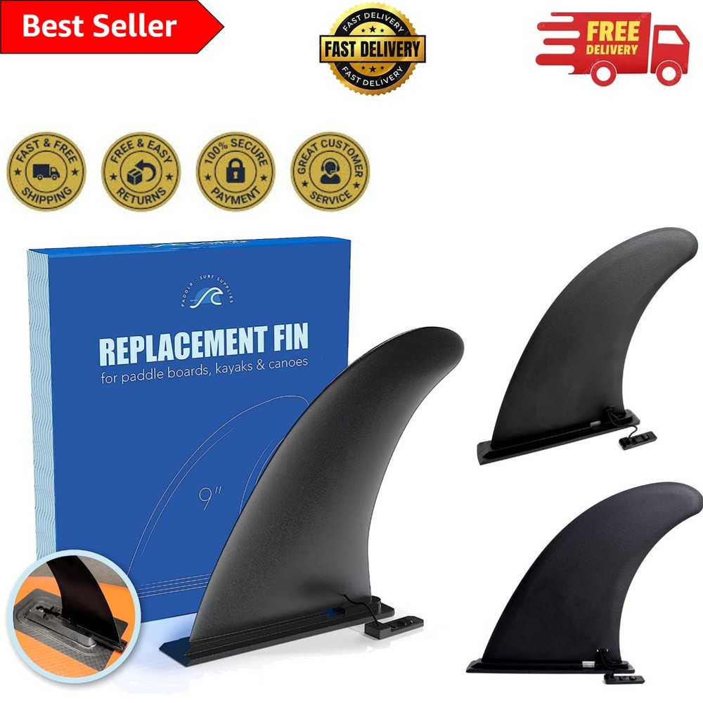 Durable 9" Replacement Paddle Board Fin with Safety Clip - Easy Installation