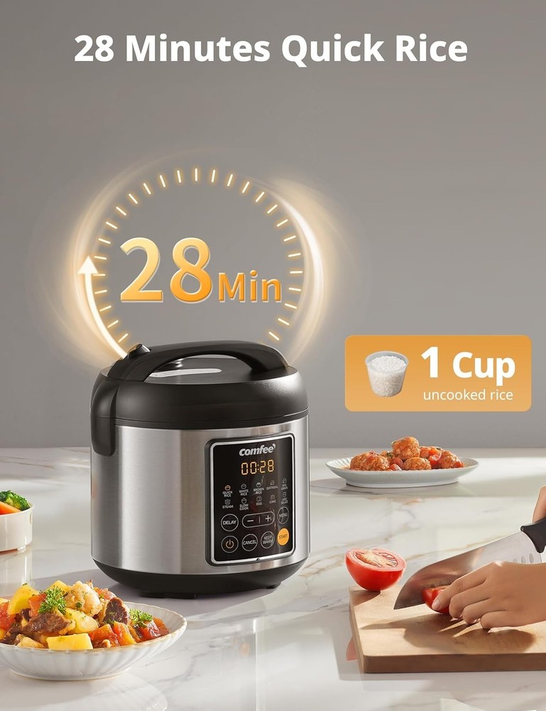 Versatile 4-Cup Rice Cooker with Steamer Basket and Automatic Keep Warm Feature
