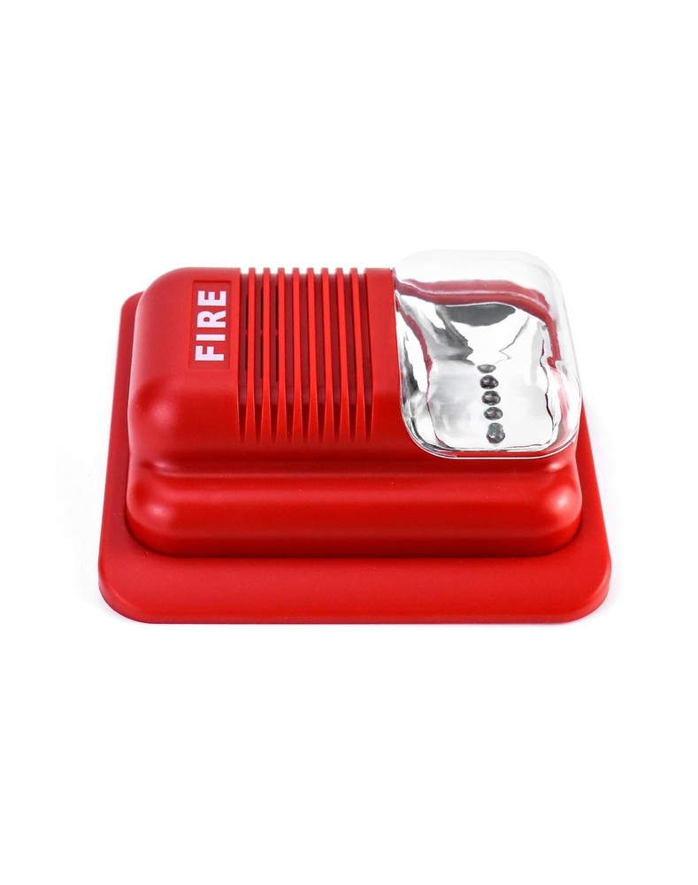 QWORK 4 Pack Wired Sound & Light Fire Alarm Warning Strobe Siren 4 Pack, Red