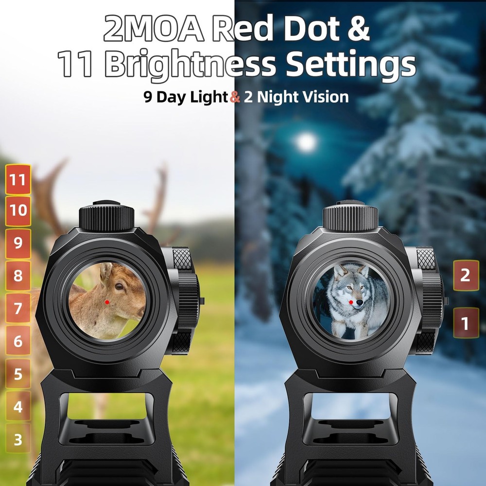 Motion Awake 2MOA Red Dot Sight, 11 Brightness Settings, IPX7 Black
