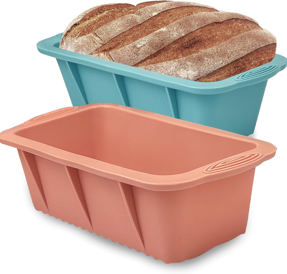 Silicone Bread Loaf Pan, 2 PCS Rectangular Non-Stick Baking Mold Pans for Oven,