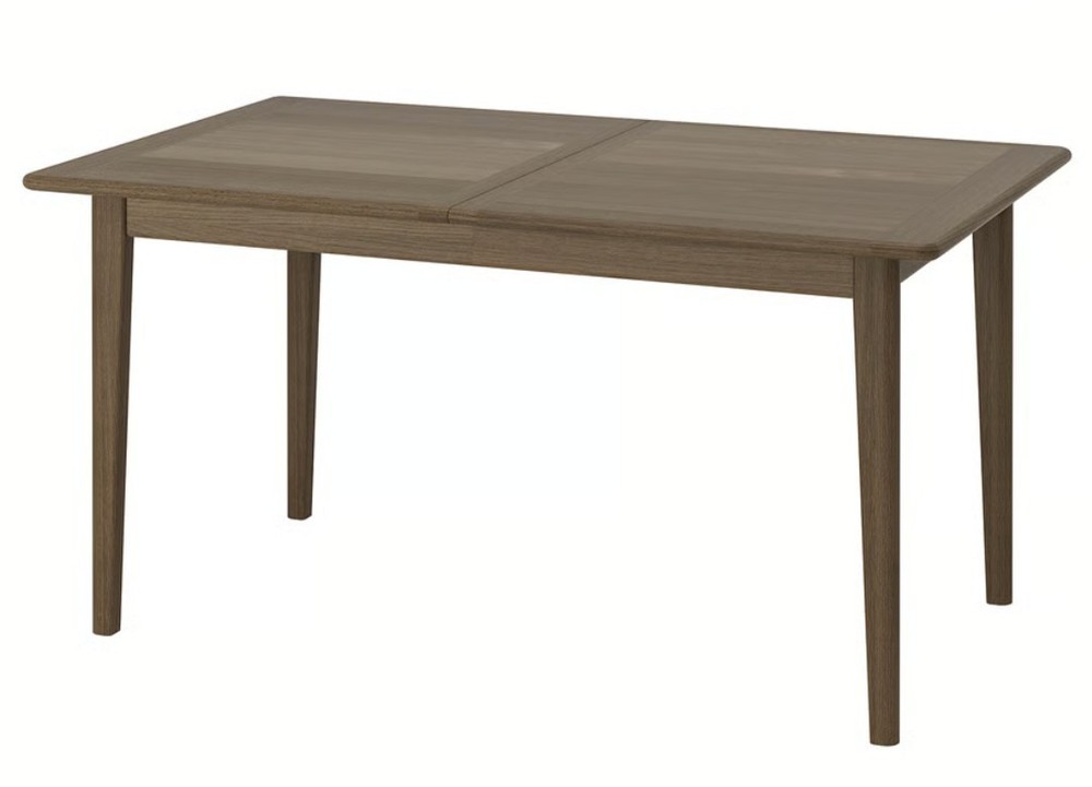Ikea Black Extendable Dining Table + (6) Taupe Dining Chairs