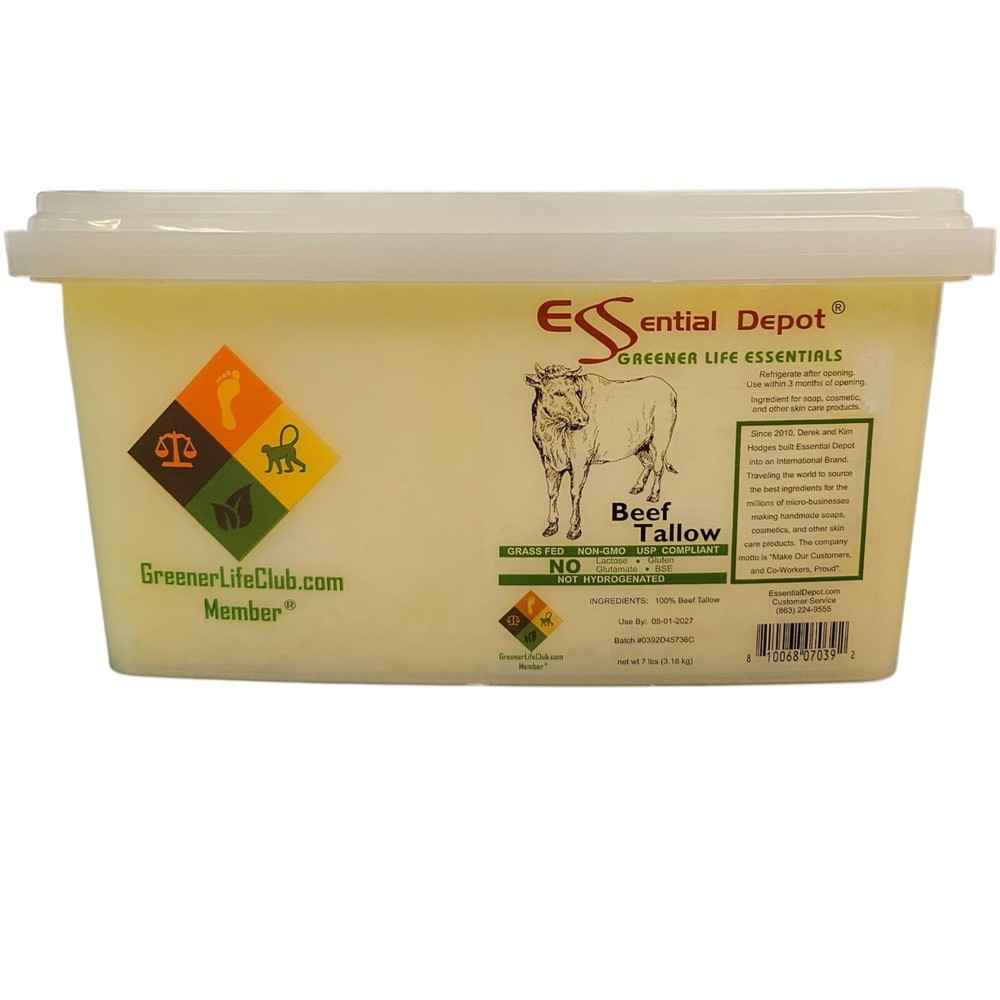 Beef Tallow - 7 lb - PP container - GRASS FED - Not Hydrogenated - Keto Friendly