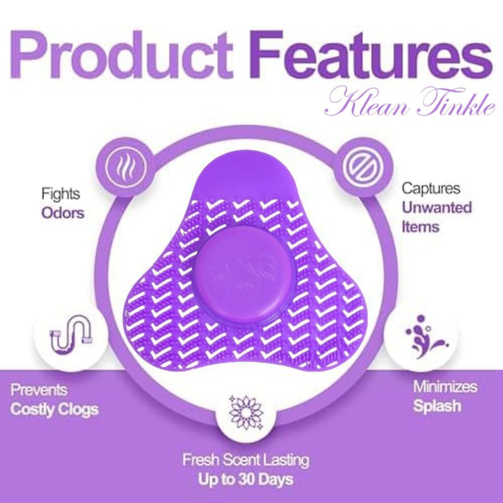 Premium Urinal Screen Deodorizer with Urinal Cakes Purple Lavender Scent -3 Pack