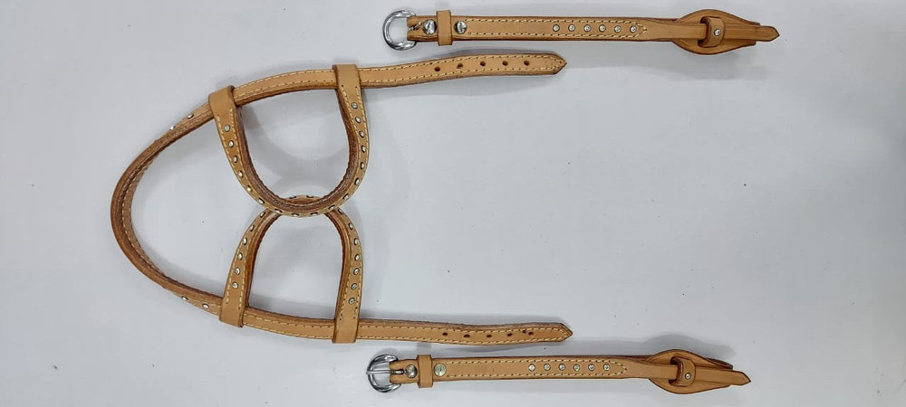 Harness Leather Double Ear Headstall Bridle Stone Attach Check Ear Piece